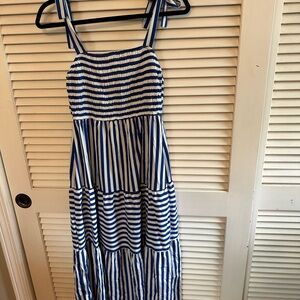 Blue and White Striped Maxi Dress